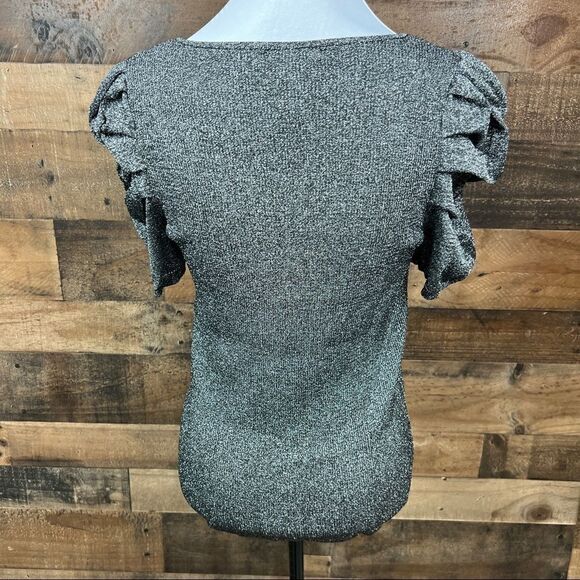 INC International Concepts Top Scoop Neck Black Metallic Puff Sleeves Stretch XL - Picture 15 of 16